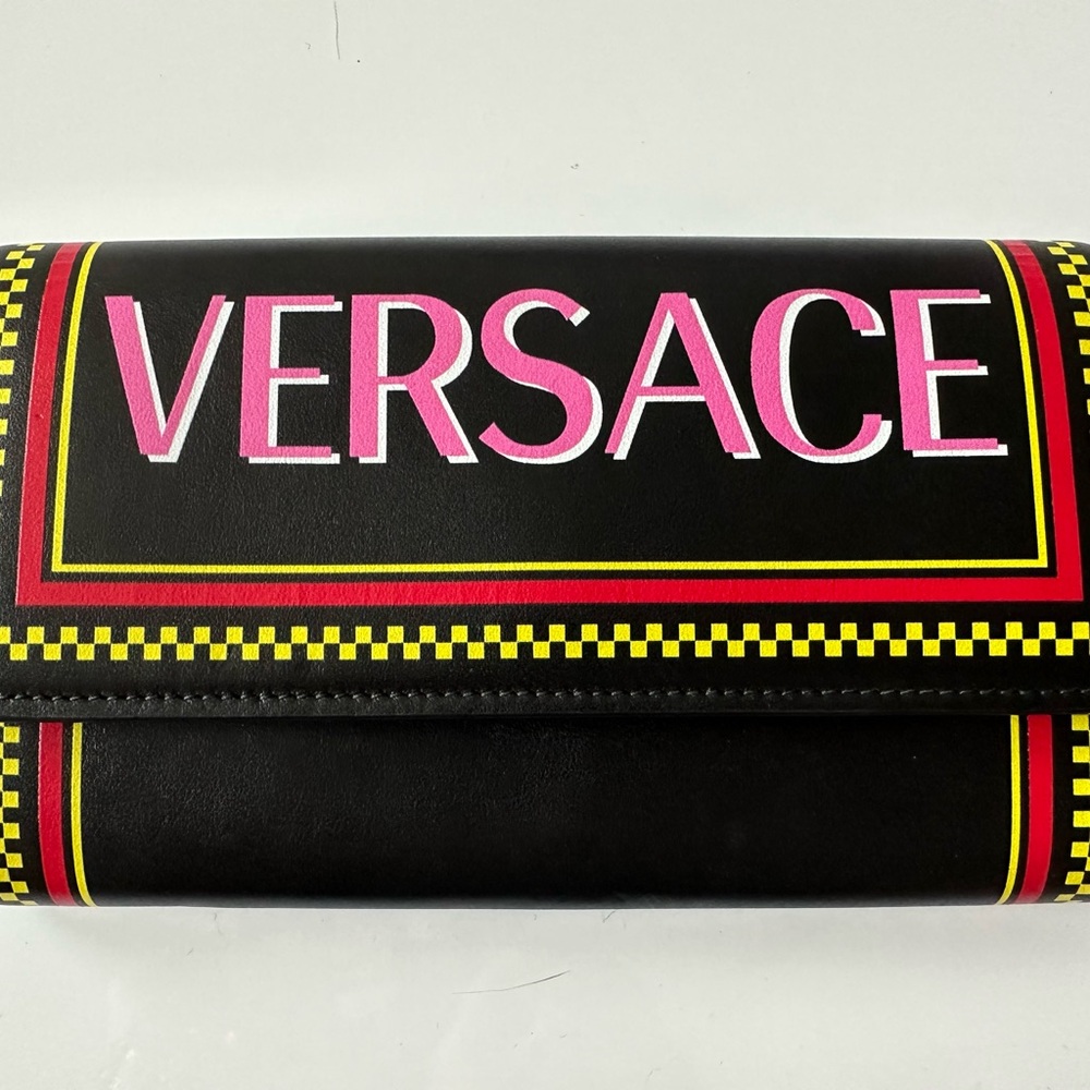 Versace Leather Graphic Print Wallet